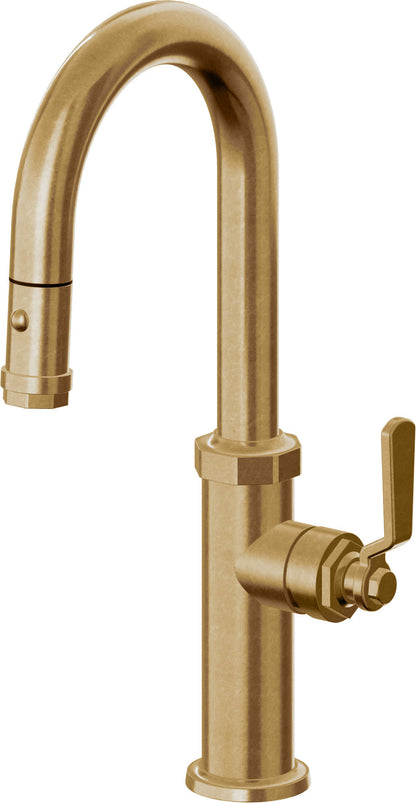 California Faucets Descanso Works K81-101-BL Industrial Pull-Down Prep/Bar Faucet with Button Sprayer