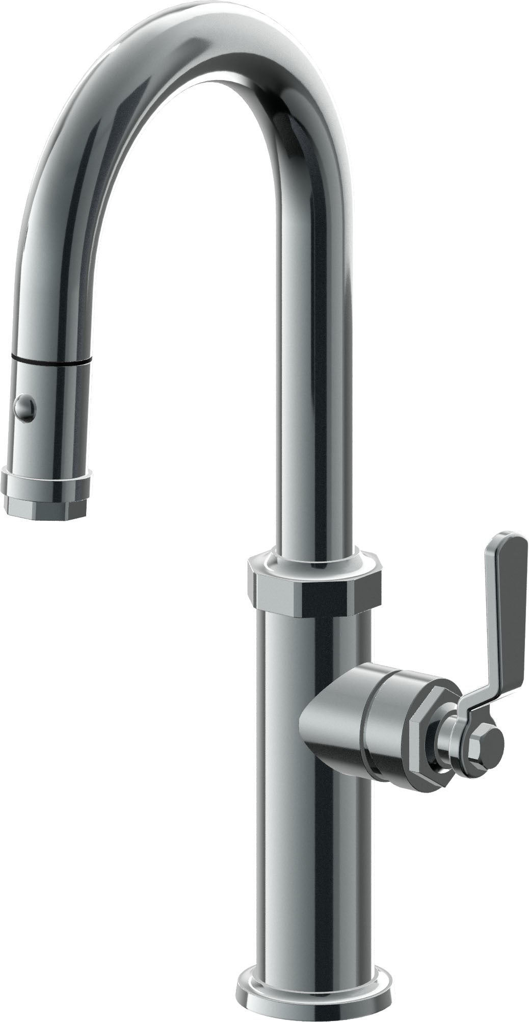 California Faucets Descanso Works K81-101-BL Industrial Pull-Down Prep/Bar Faucet with Button Sprayer