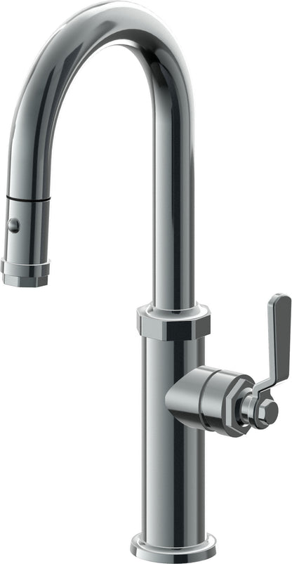 California Faucets Descanso Works K81-101-BL Industrial Pull-Down Prep/Bar Faucet with Button Sprayer
