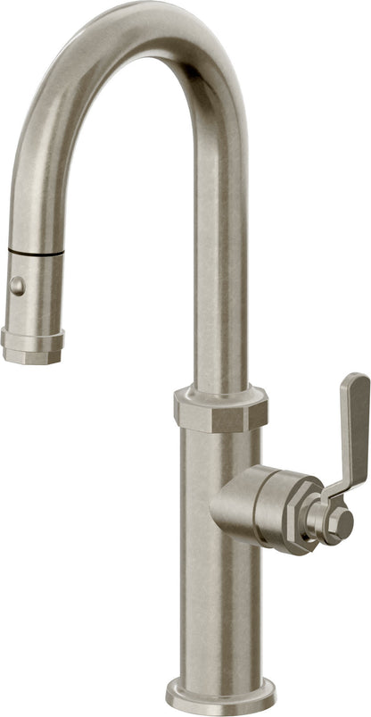 California Faucets Descanso Works K81-101-BL Industrial Pull-Down Prep/Bar Faucet with Button Sprayer