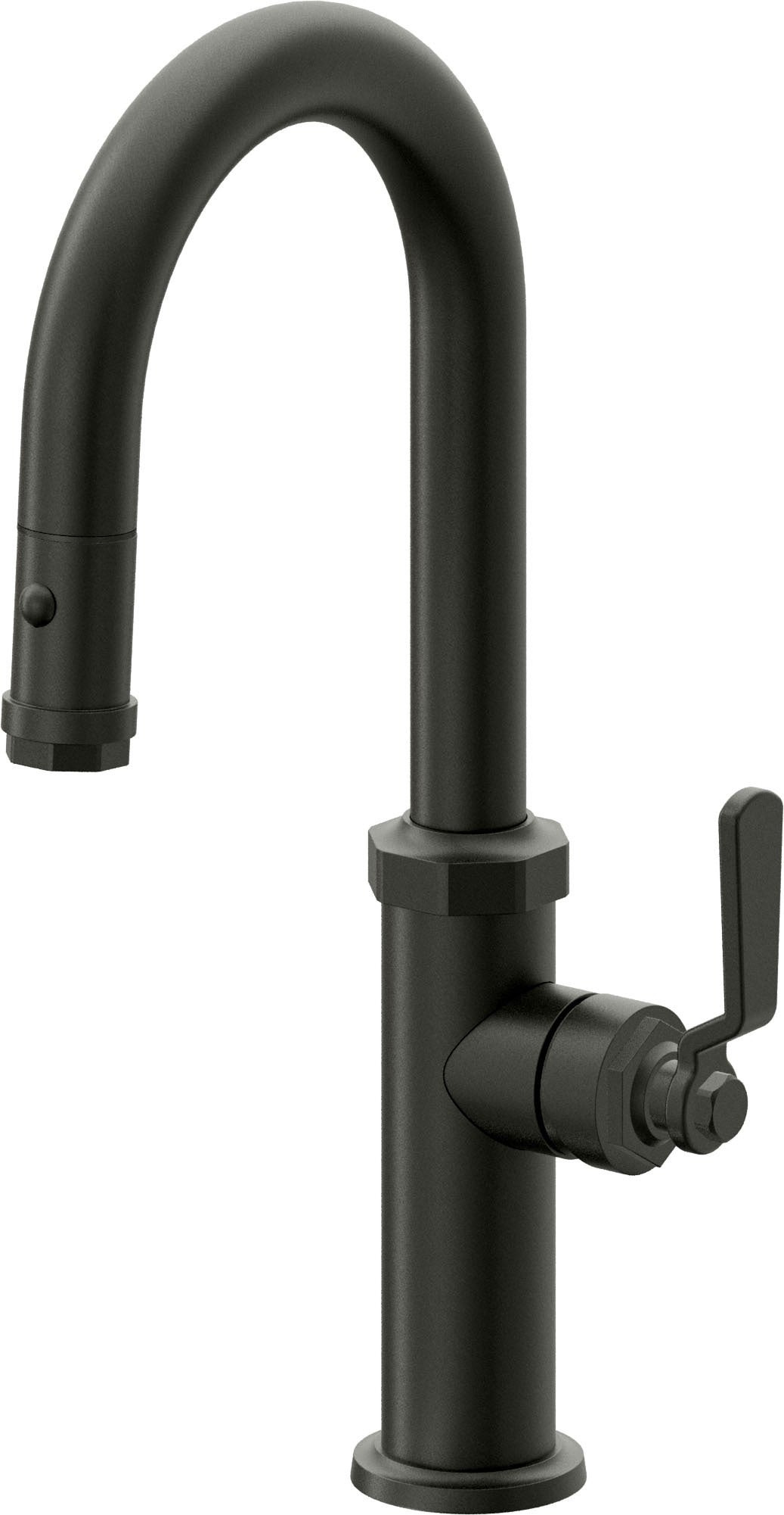 California Faucets Descanso Works K81-101-BL Industrial Pull-Down Prep/Bar Faucet with Button Sprayer