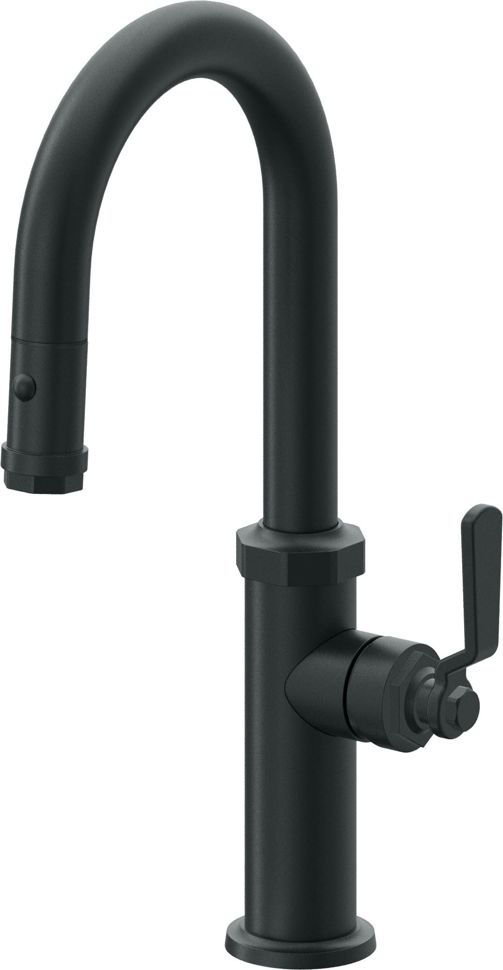 California Faucets Descanso Works K81-101-BL Industrial Pull-Down Prep/Bar Faucet with Button Sprayer