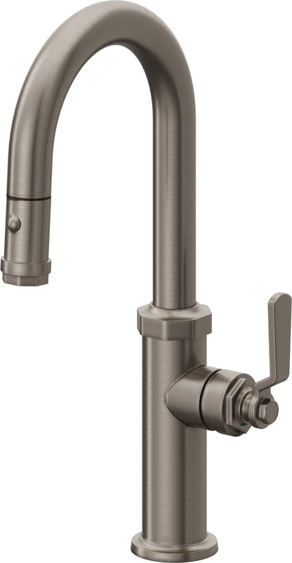 California Faucets Descanso Works K81-101-BL Industrial Pull-Down Prep/Bar Faucet with Button Sprayer