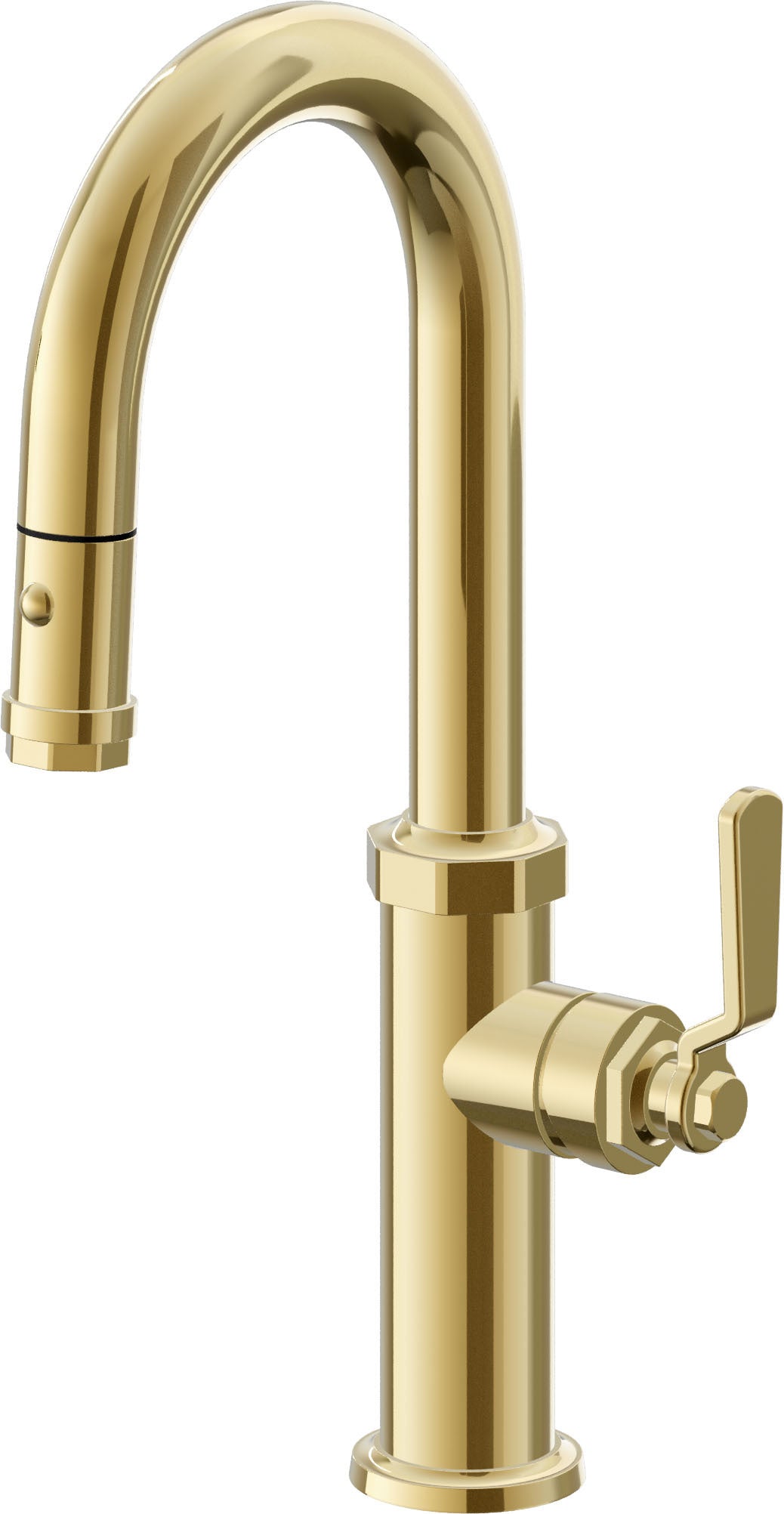 California Faucets Descanso Works K81-101-BL Industrial Pull-Down Prep/Bar Faucet with Button Sprayer