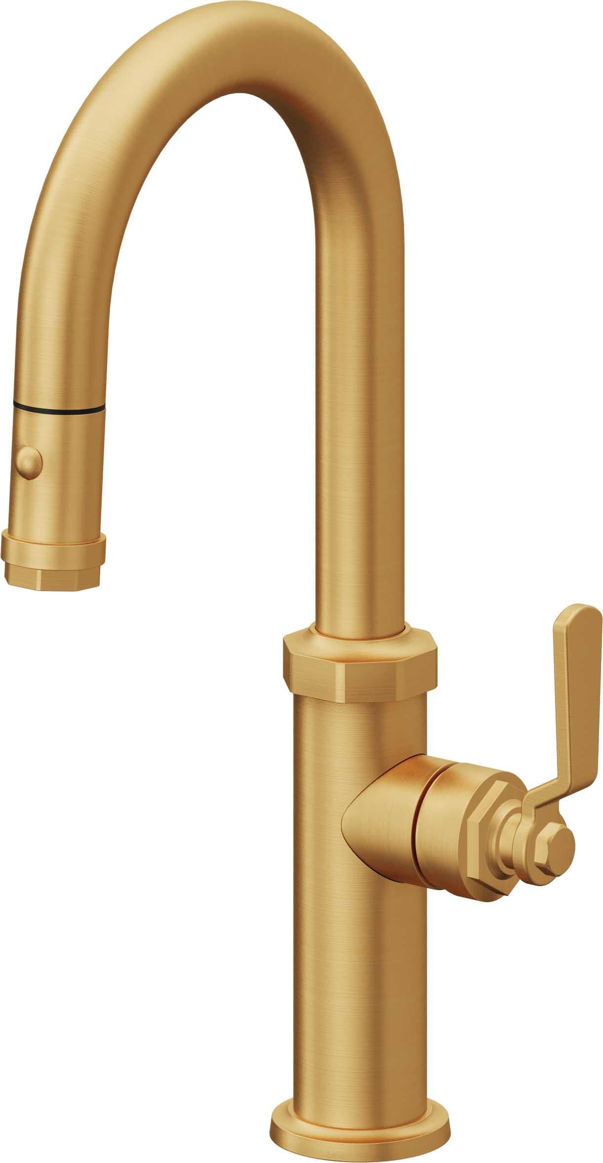 California Faucets Descanso Works K81-101-BL Industrial Pull-Down Prep/Bar Faucet with Button Sprayer