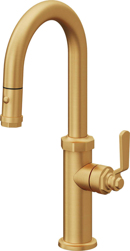 California Faucets Descanso Works K81-101-BL Industrial Pull-Down Prep/Bar Faucet with Button Sprayer