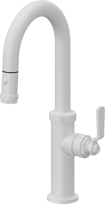 California Faucets Descanso Works K81-101-BL Industrial Pull-Down Prep/Bar Faucet with Button Sprayer