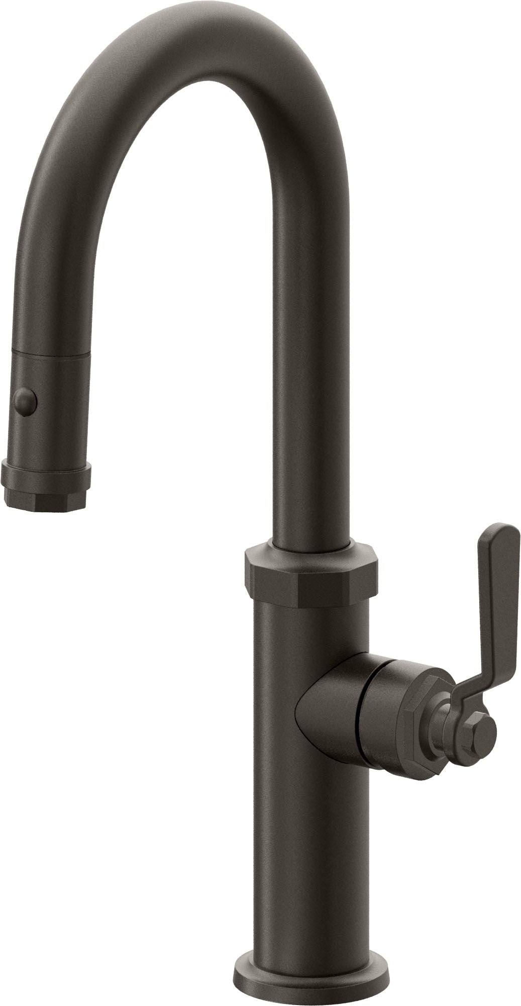 California Faucets Descanso Works K81-101-BL Industrial Pull-Down Prep/Bar Faucet with Button Sprayer