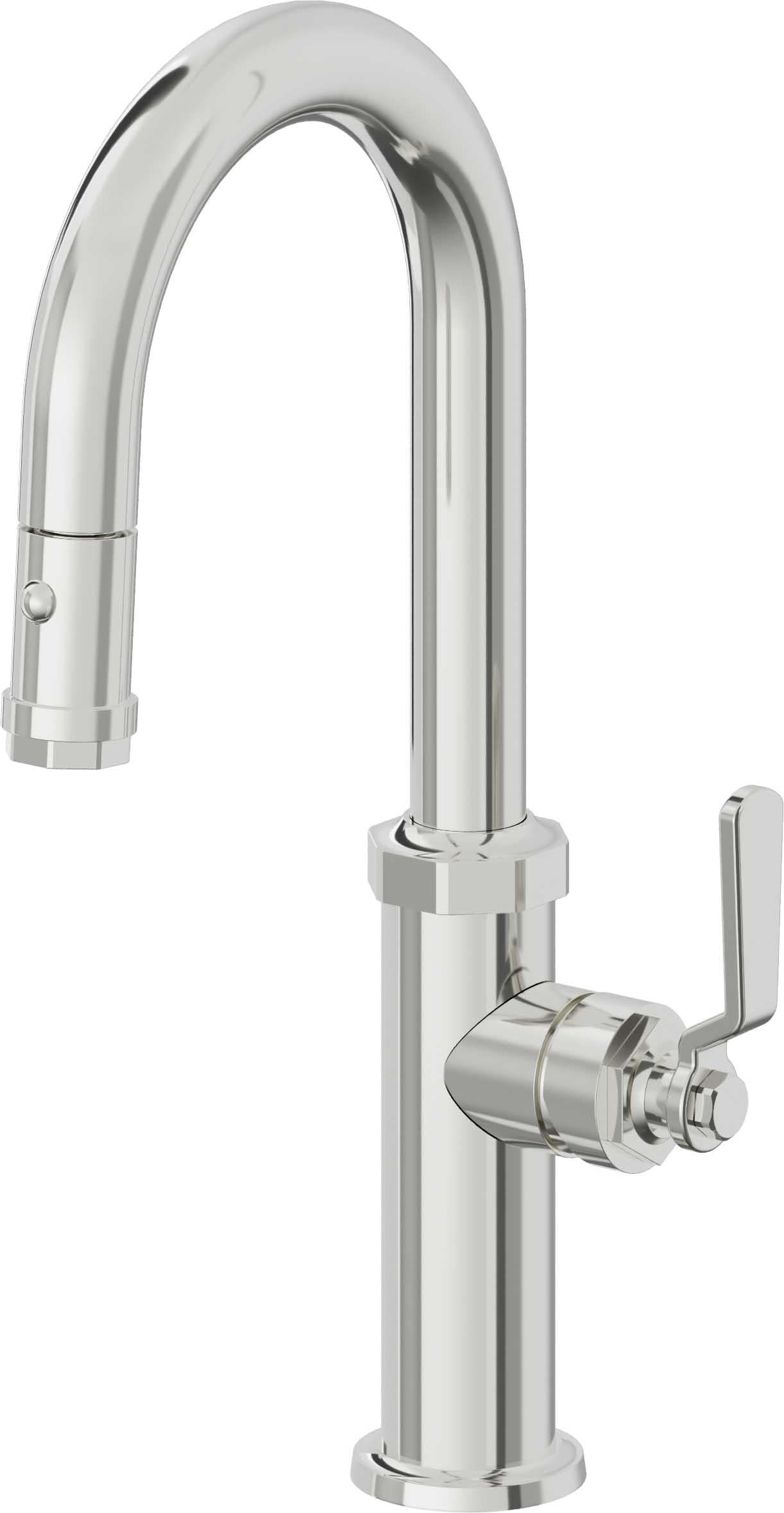 California Faucets Descanso Works K81-101-BL Industrial Pull-Down Prep/Bar Faucet with Button Sprayer