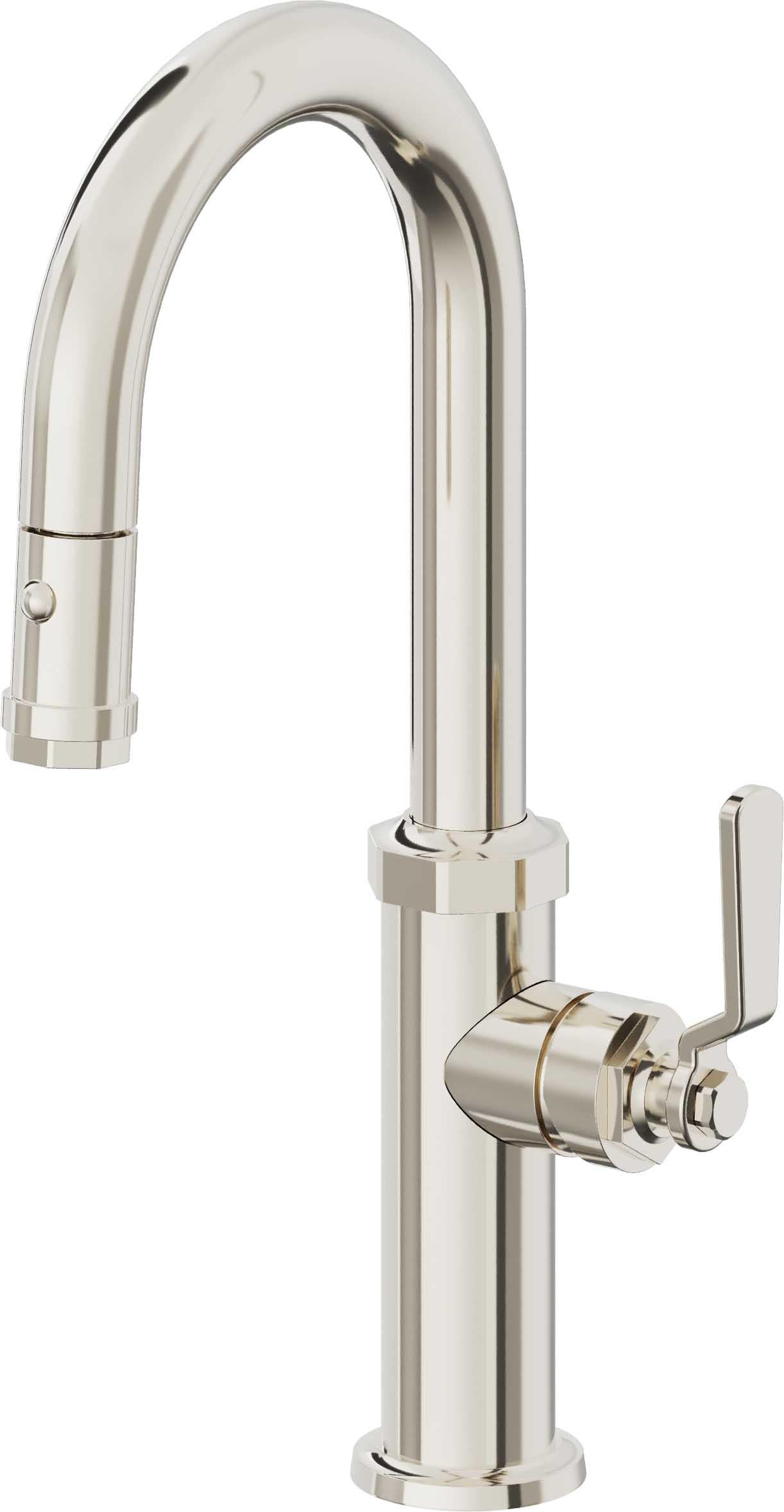 California Faucets Descanso Works K81-101-BL Industrial Pull-Down Prep/Bar Faucet with Button Sprayer