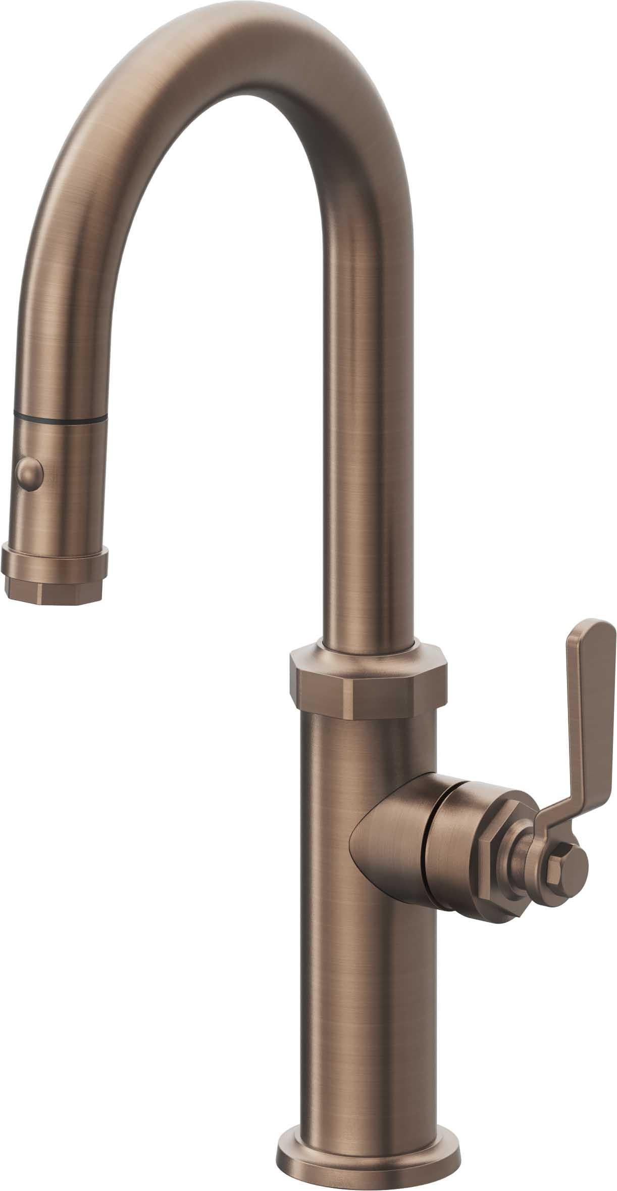 California Faucets Descanso Works K81-101-BL Industrial Pull-Down Prep/Bar Faucet with Button Sprayer