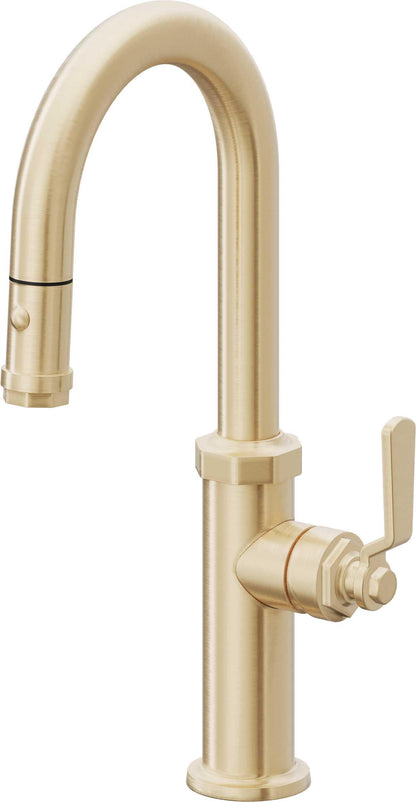 California Faucets Descanso Works K81-101-BL Industrial Pull-Down Prep/Bar Faucet with Button Sprayer