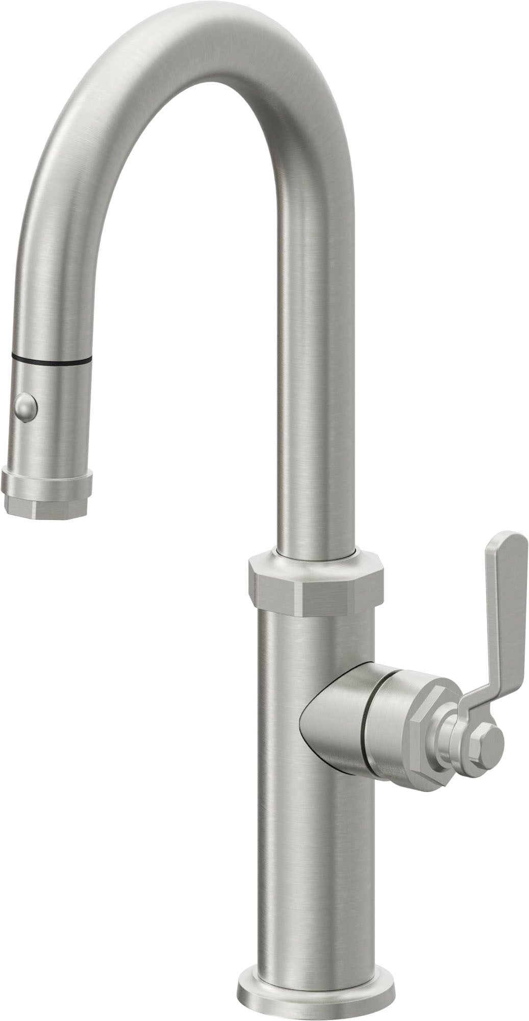 California Faucets Descanso Works K81-101-BL Industrial Pull-Down Prep/Bar Faucet with Button Sprayer
