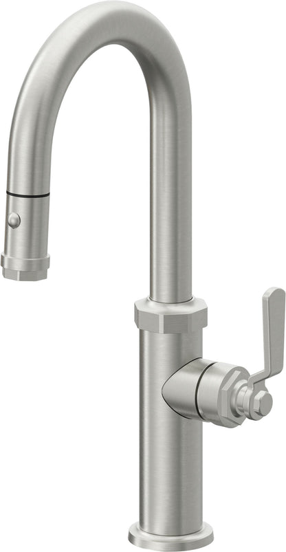 California Faucets Descanso Works K81-101-BL Industrial Pull-Down Prep/Bar Faucet with Button Sprayer