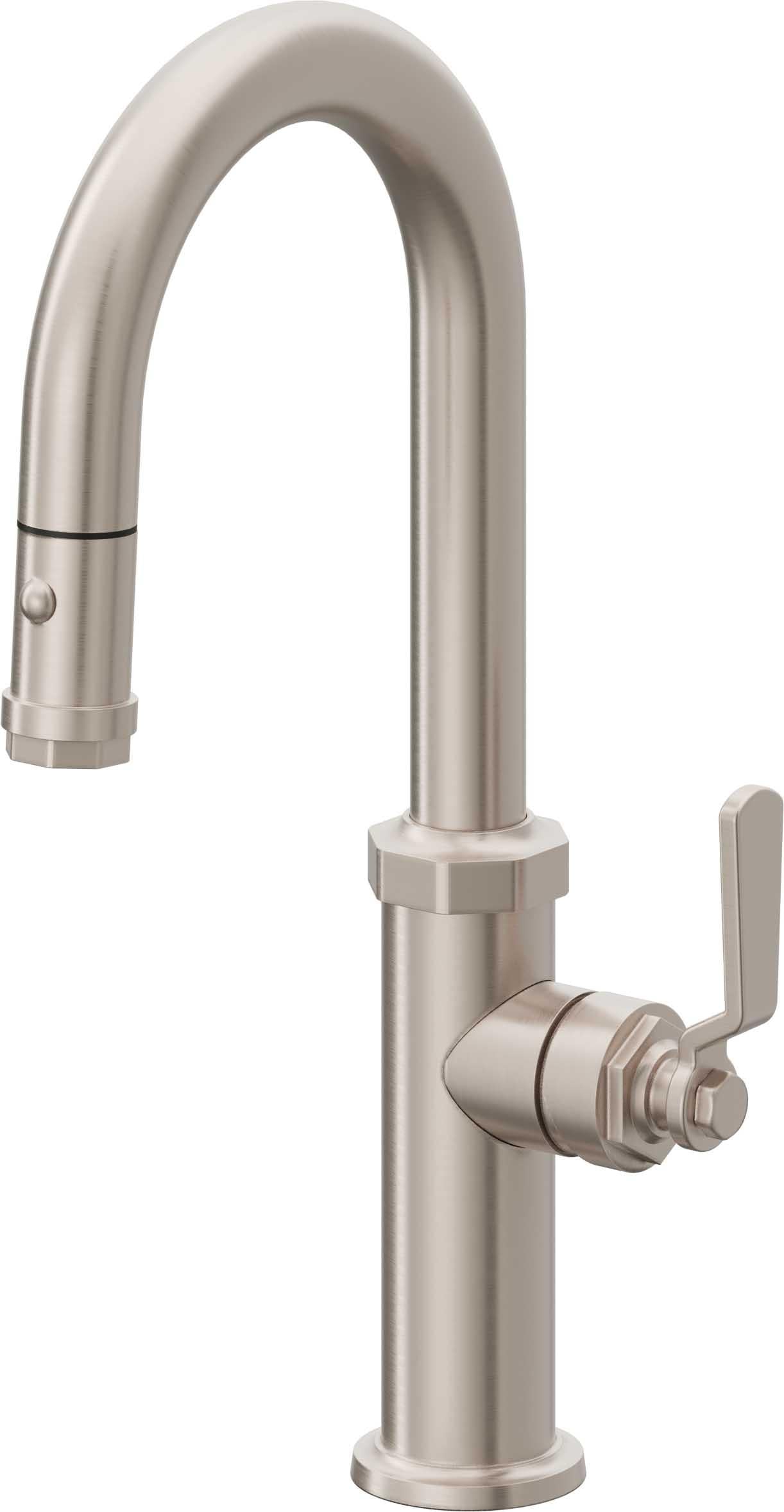 California Faucets Descanso Works K81-101-BL Industrial Pull-Down Prep/Bar Faucet with Button Sprayer