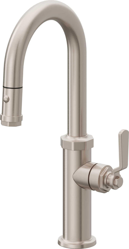 California Faucets Descanso Works K81-101-BL Industrial Pull-Down Prep/Bar Faucet with Button Sprayer