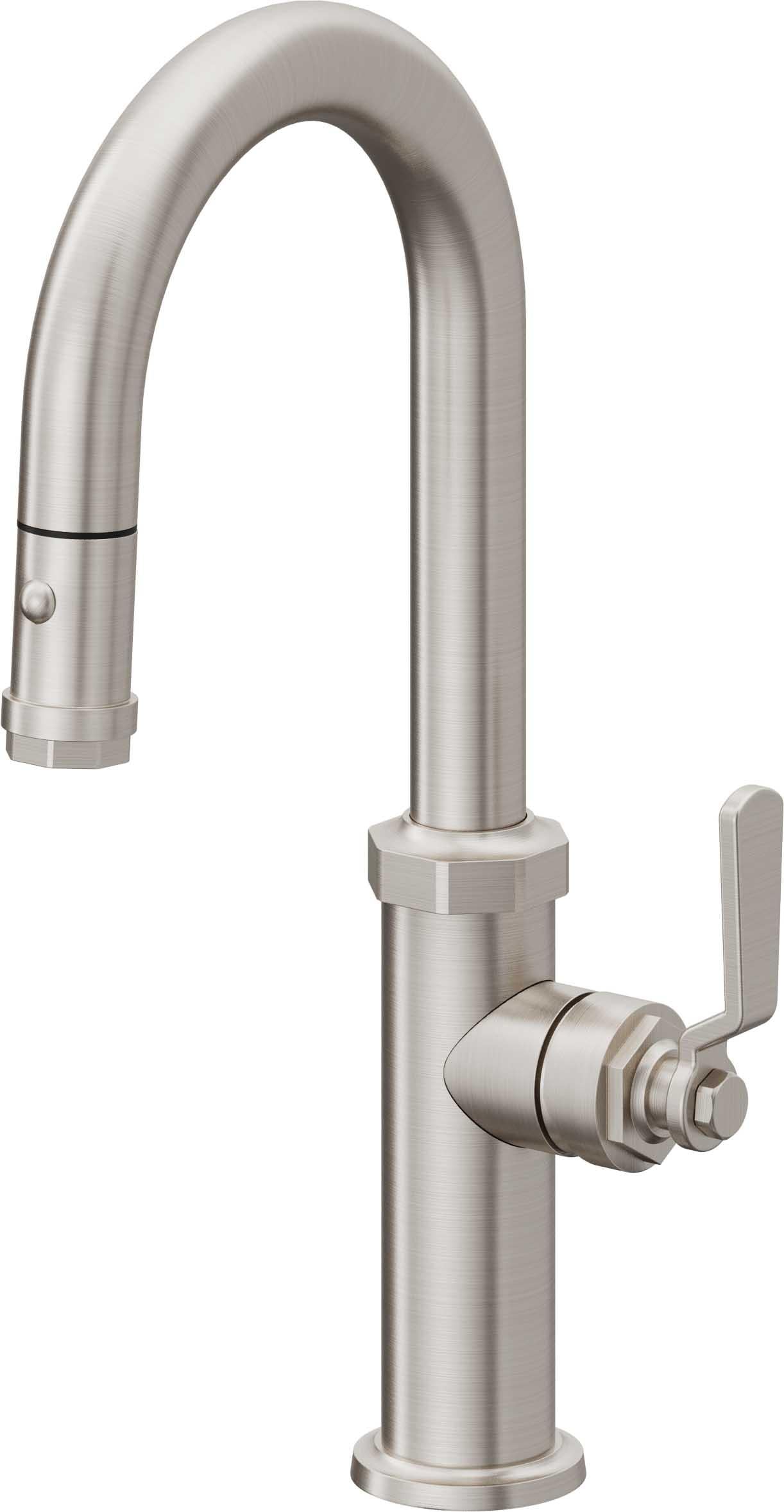 California Faucets Descanso Works K81-101-BL Industrial Pull-Down Prep/Bar Faucet with Button Sprayer