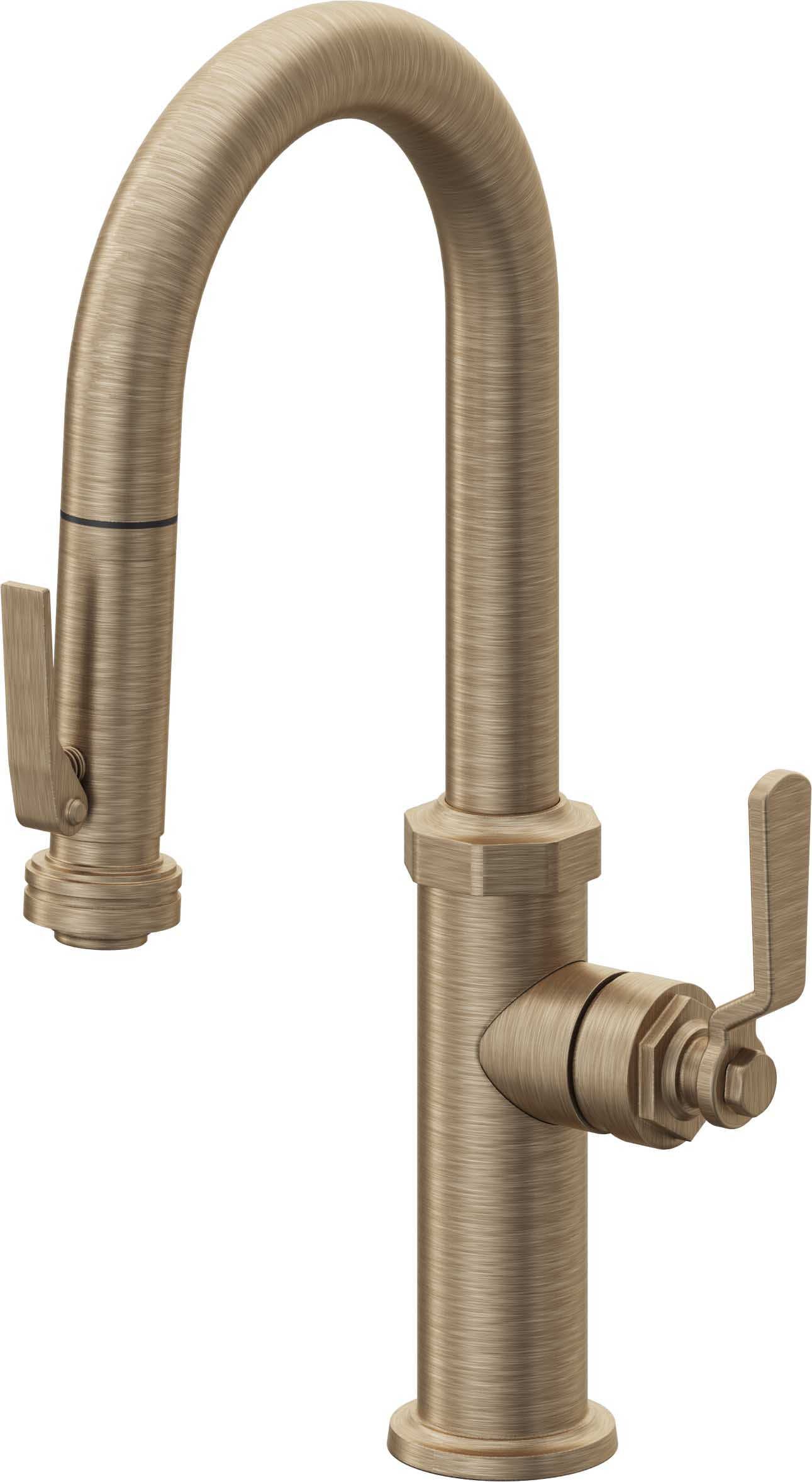 California Faucets Descanso Works K81-101SQ-BL Industrial Pull-Down Prep/Bar Faucet with Squeeze Sprayer