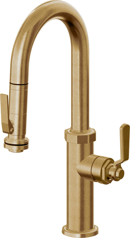 California Faucets Descanso Works K81-101SQ-BL Industrial Pull-Down Prep/Bar Faucet with Squeeze Sprayer