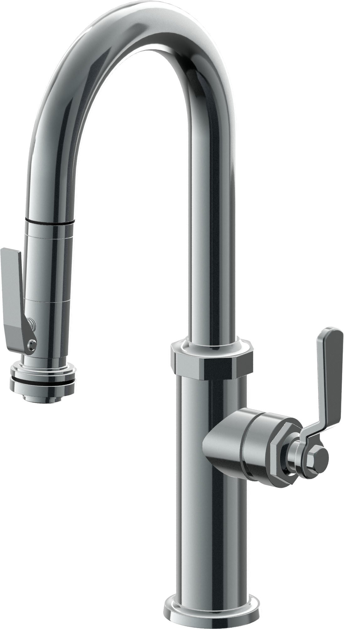 California Faucets Descanso Works K81-101SQ-BL Industrial Pull-Down Prep/Bar Faucet with Squeeze Sprayer