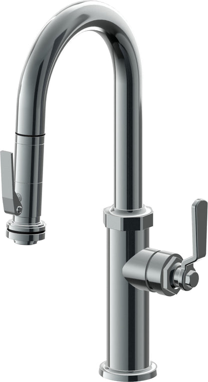 California Faucets Descanso Works K81-101SQ-BL Industrial Pull-Down Prep/Bar Faucet with Squeeze Sprayer