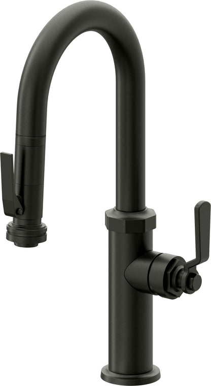 California Faucets Descanso Works K81-101SQ-BL Industrial Pull-Down Prep/Bar Faucet with Squeeze Sprayer