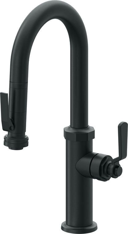 California Faucets Descanso Works K81-101SQ-BL Industrial Pull-Down Prep/Bar Faucet with Squeeze Sprayer