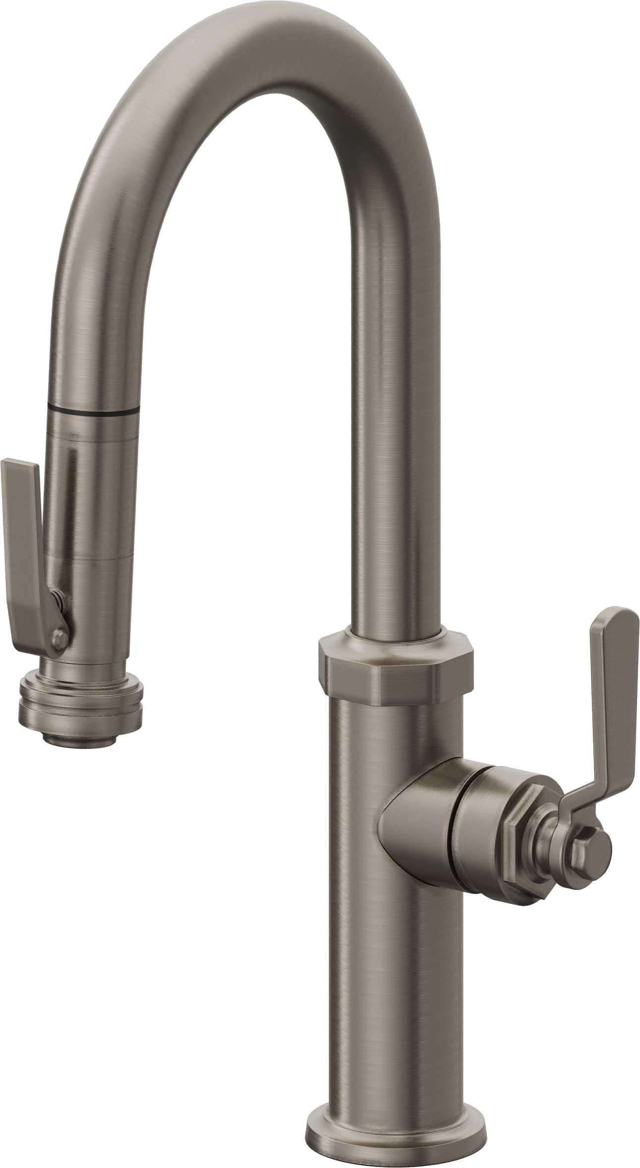 California Faucets Descanso Works K81-101SQ-BL Industrial Pull-Down Prep/Bar Faucet with Squeeze Sprayer