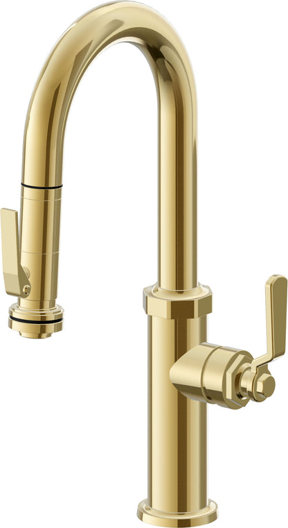 California Faucets Descanso Works K81-101SQ-BL Industrial Pull-Down Prep/Bar Faucet with Squeeze Sprayer