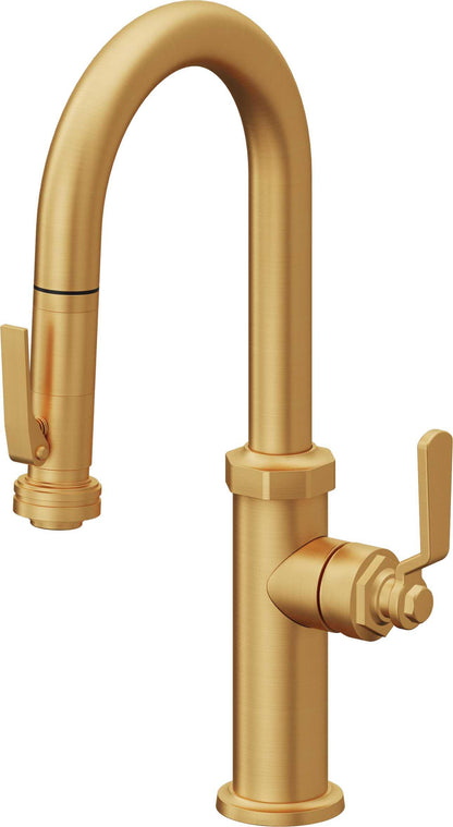 California Faucets Descanso Works K81-101SQ-BL Industrial Pull-Down Prep/Bar Faucet with Squeeze Sprayer
