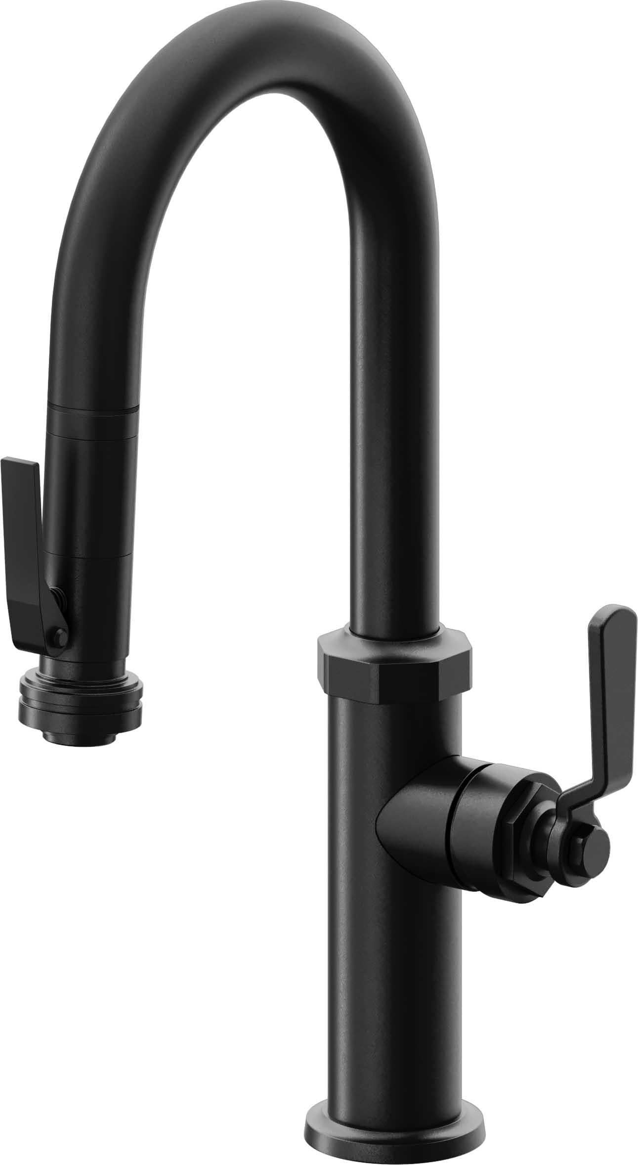 California Faucets Descanso Works K81-101SQ-BL Industrial Pull-Down Prep/Bar Faucet with Squeeze Sprayer