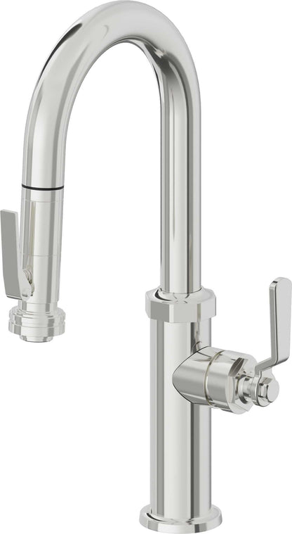 California Faucets Descanso Works K81-101SQ-BL Industrial Pull-Down Prep/Bar Faucet with Squeeze Sprayer