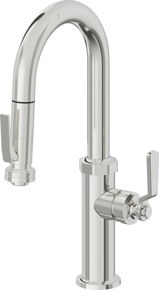 California Faucets Descanso Works K81-101SQ-BL Industrial Pull-Down Prep/Bar Faucet with Squeeze Sprayer