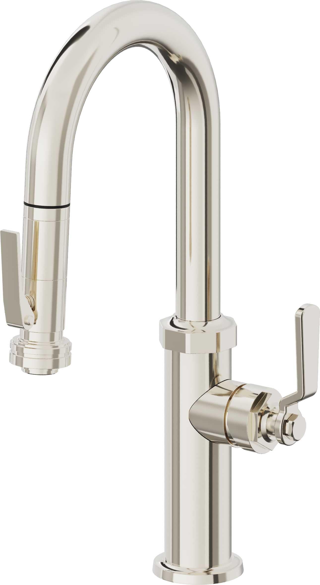 California Faucets Descanso Works K81-101SQ-BL Industrial Pull-Down Prep/Bar Faucet with Squeeze Sprayer