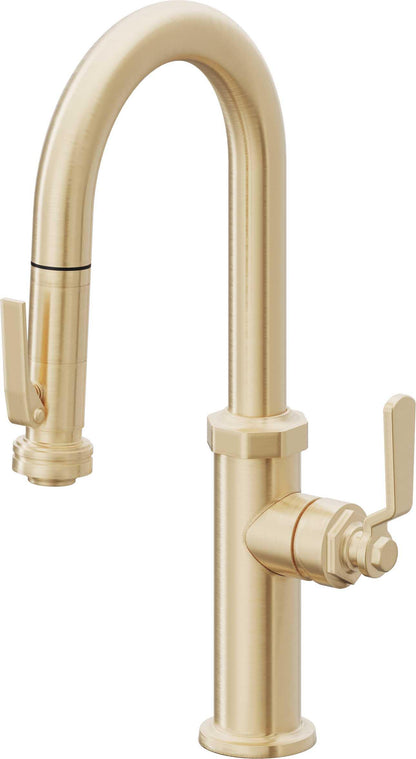 California Faucets Descanso Works K81-101SQ-BL Industrial Pull-Down Prep/Bar Faucet with Squeeze Sprayer