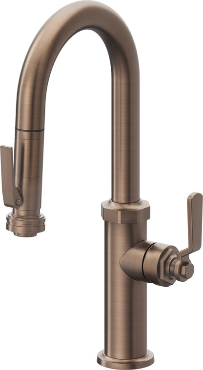 California Faucets Descanso Works K81-101SQ-BL Industrial Pull-Down Prep/Bar Faucet with Squeeze Sprayer