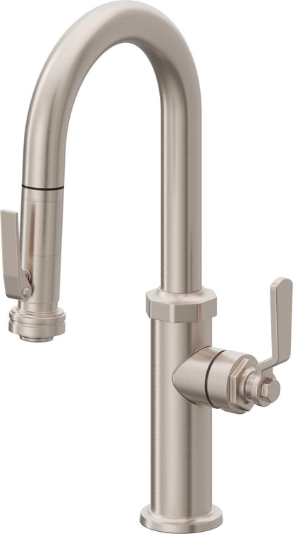 California Faucets Descanso Works K81-101SQ-BL Industrial Pull-Down Prep/Bar Faucet with Squeeze Sprayer