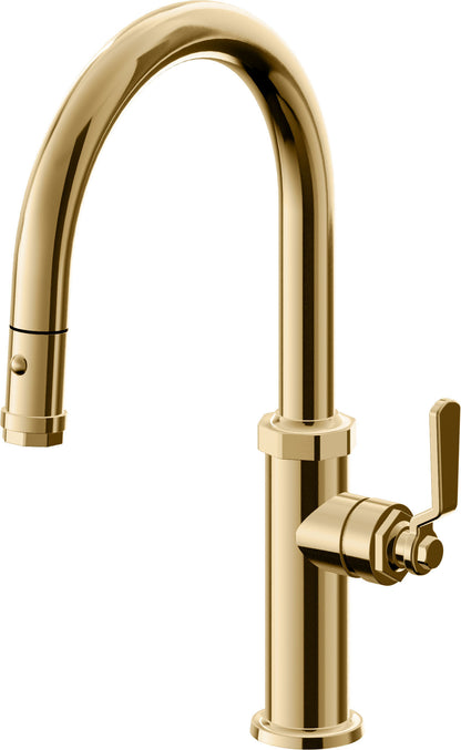 California Faucets Descanso Works K81-102-BL Industrial Pull-Down Kitchen Faucet with Button Sprayer - Low Arc Spout