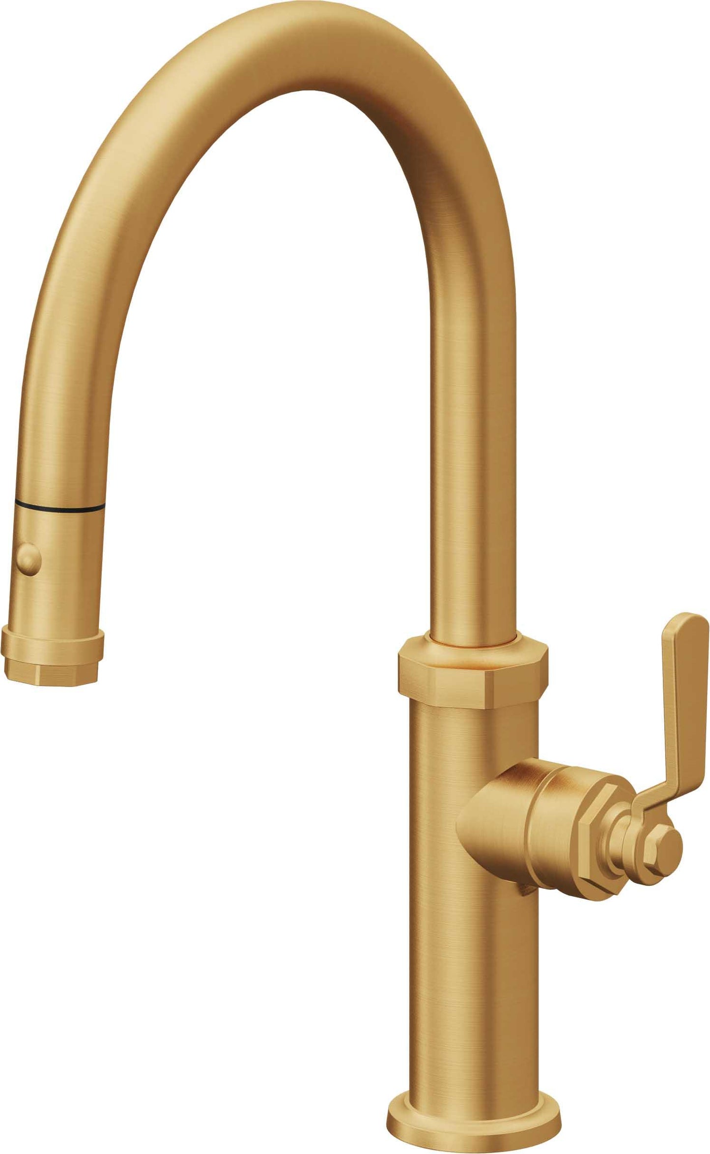 California Faucets Descanso Works K81-102-BL Industrial Pull-Down Kitchen Faucet with Button Sprayer - Low Arc Spout