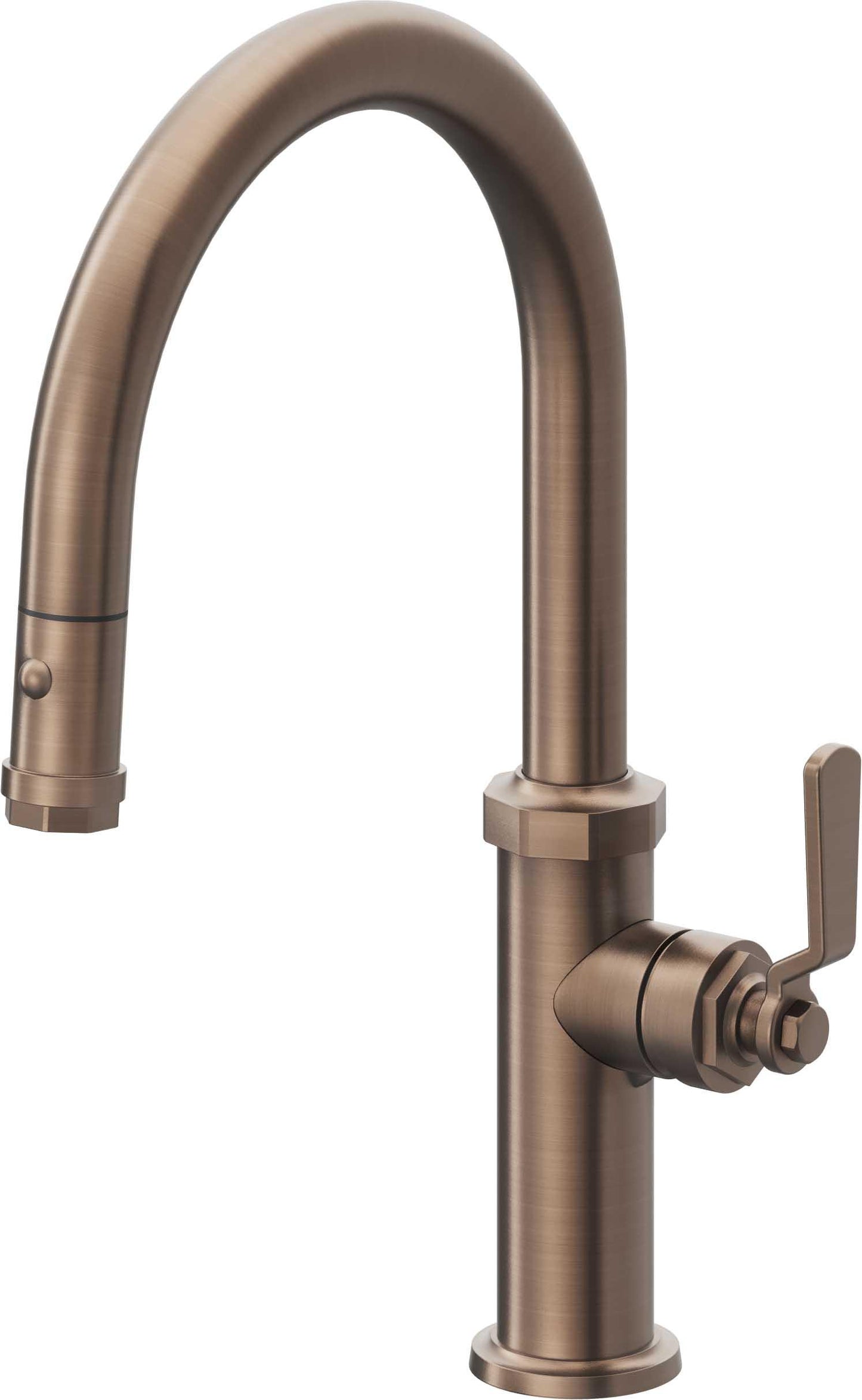 California Faucets Descanso Works K81-102-BL Industrial Pull-Down Kitchen Faucet with Button Sprayer - Low Arc Spout