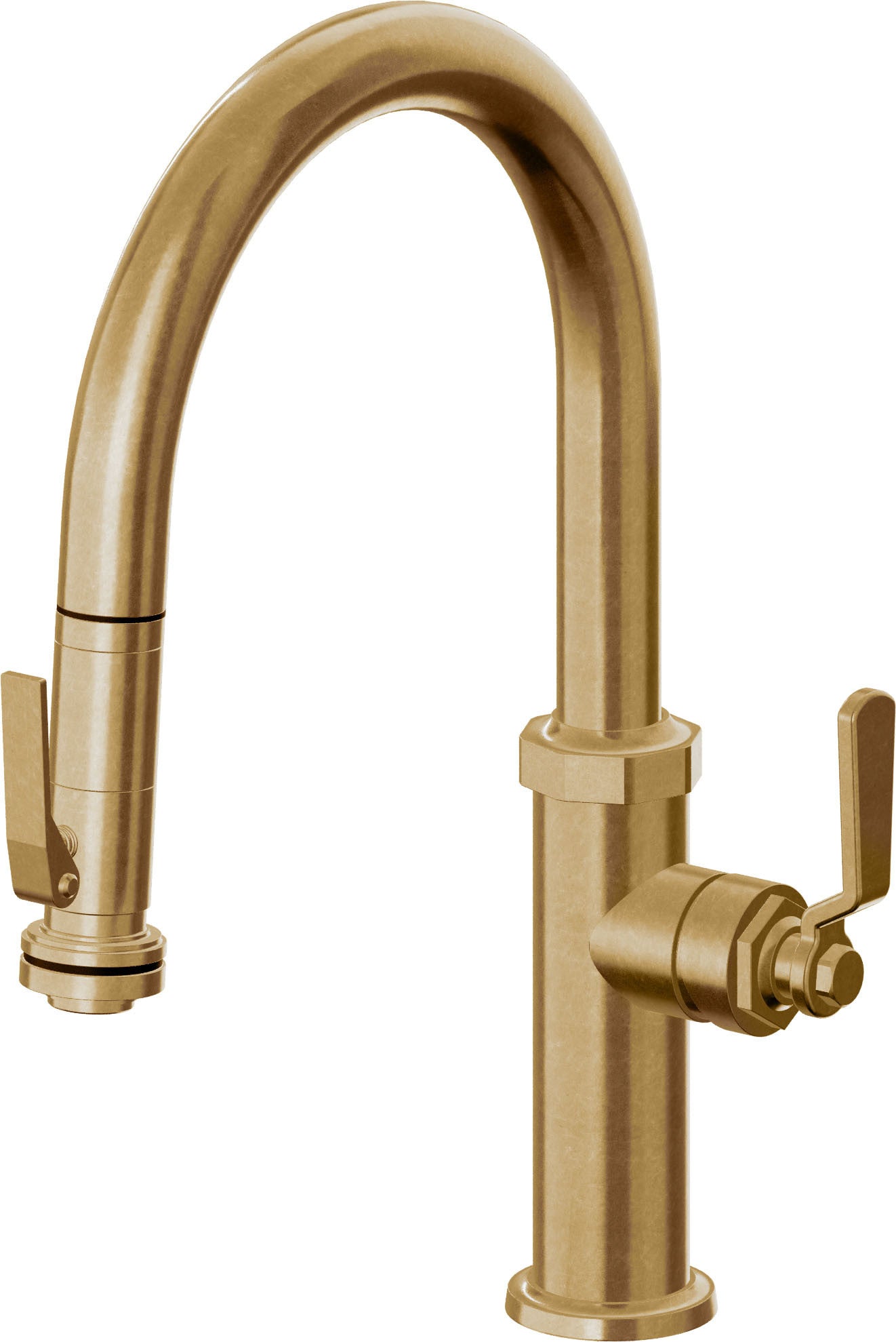 California Faucets Descanso Works K81-102SQ-BL Industrial Pull-Down Kitchen Faucet with Squeeze Sprayer - Low Arc Spout