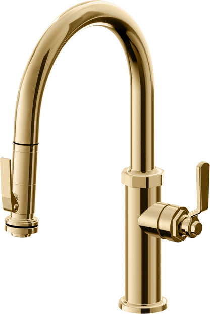 California Faucets Descanso Works K81-102SQ-BL Industrial Pull-Down Kitchen Faucet with Squeeze Sprayer - Low Arc Spout