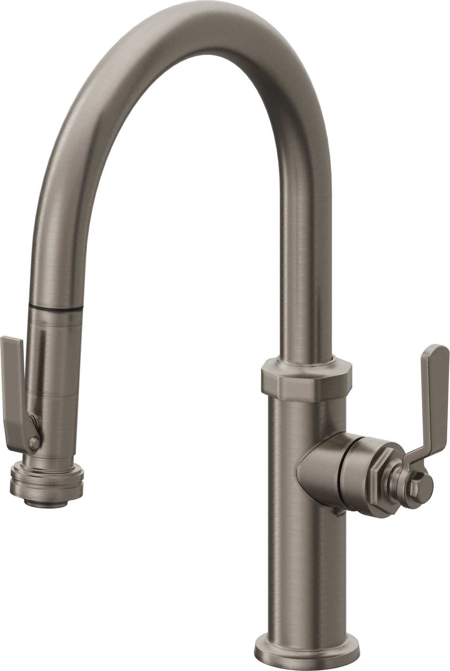 California Faucets Descanso Works K81-102SQ-BL Industrial Pull-Down Kitchen Faucet with Squeeze Sprayer - Low Arc Spout