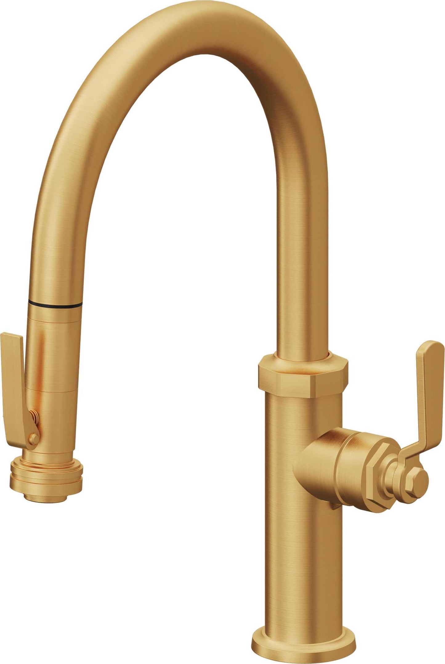 California Faucets Descanso Works K81-102SQ-BL Industrial Pull-Down Kitchen Faucet with Squeeze Sprayer - Low Arc Spout