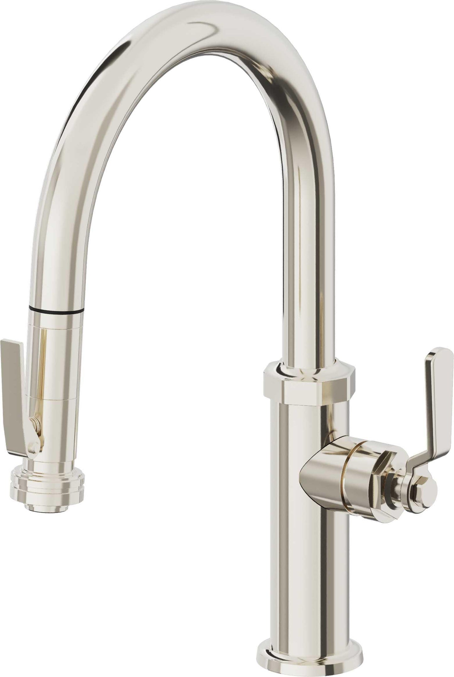 California Faucets Descanso Works K81-102SQ-BL Industrial Pull-Down Kitchen Faucet with Squeeze Sprayer - Low Arc Spout