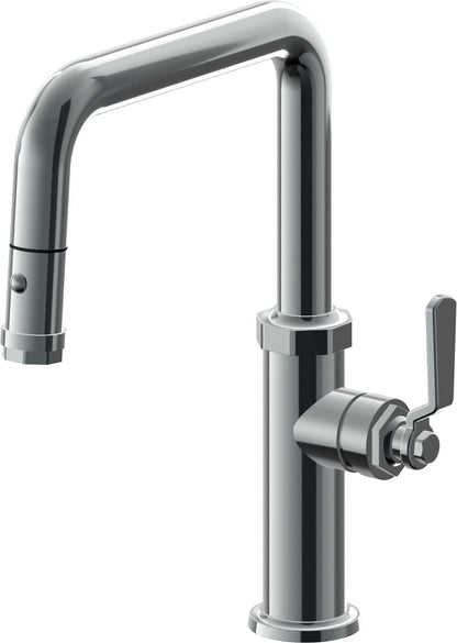 California Faucets Descanso Works K81-103-BL Industrial Pull-Down Kitchen Faucet with Button Sprayer - Quad Spout