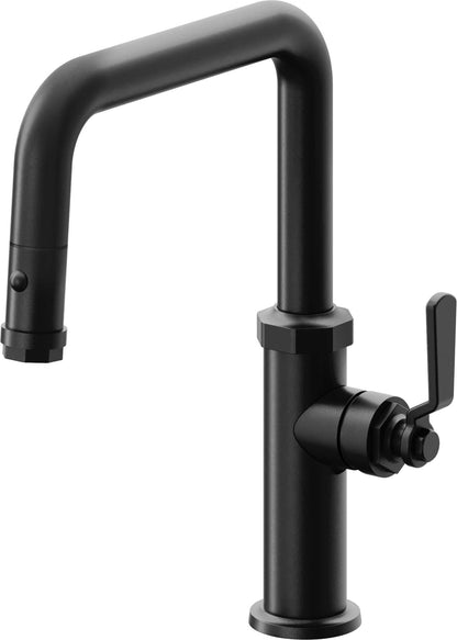 California Faucets Descanso Works K81-103-BL Industrial Pull-Down Kitchen Faucet with Button Sprayer - Quad Spout