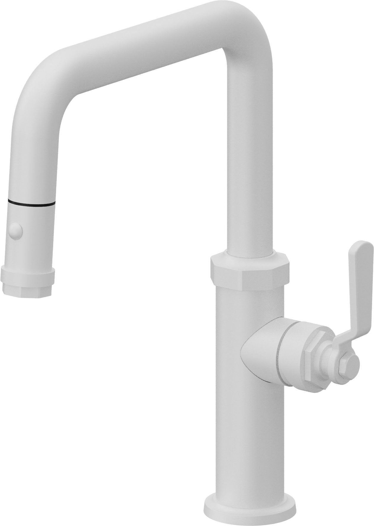 California Faucets Descanso Works K81-103-BL Industrial Pull-Down Kitchen Faucet with Button Sprayer - Quad Spout