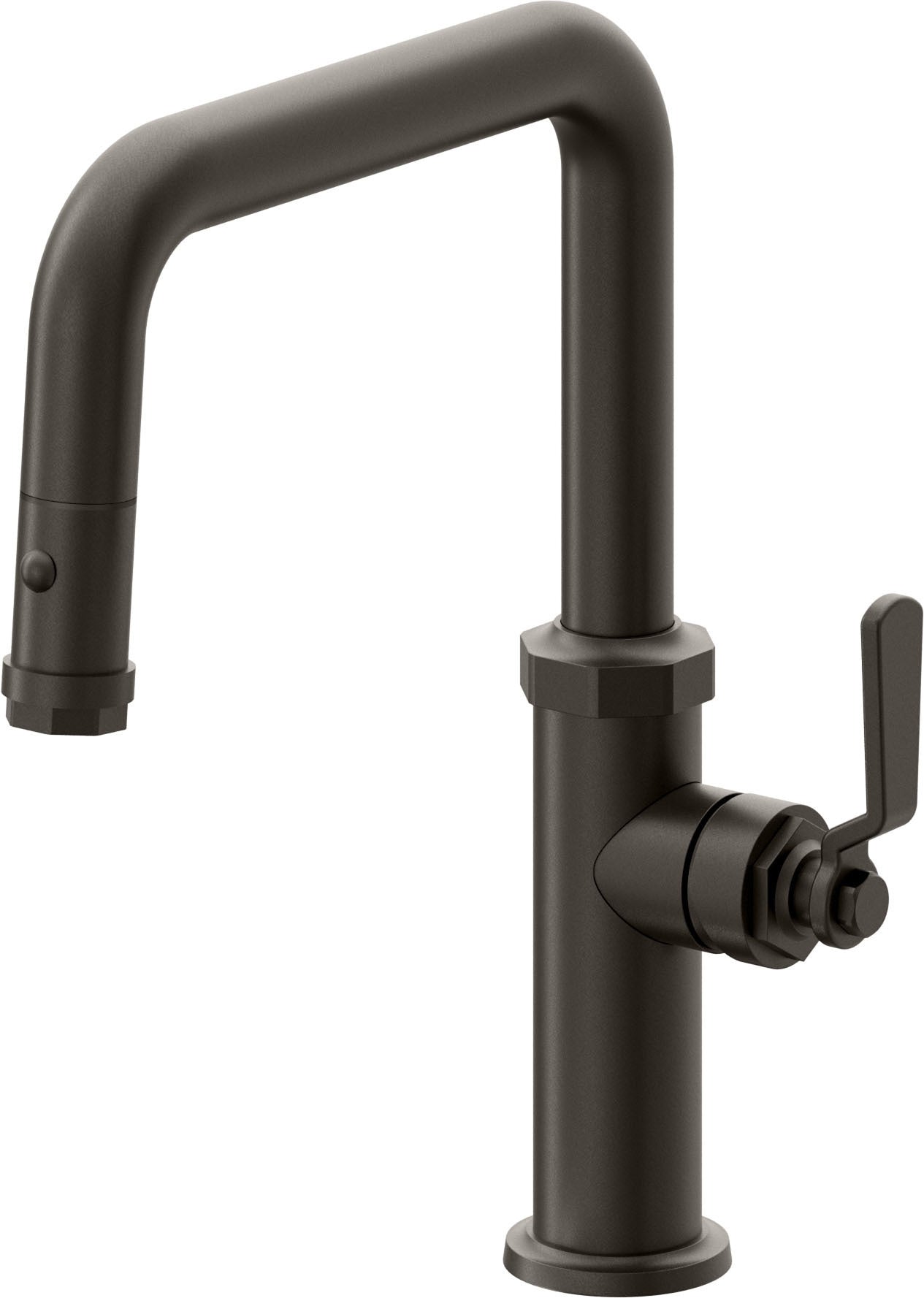 California Faucets Descanso Works K81-103-BL Industrial Pull-Down Kitchen Faucet with Button Sprayer - Quad Spout