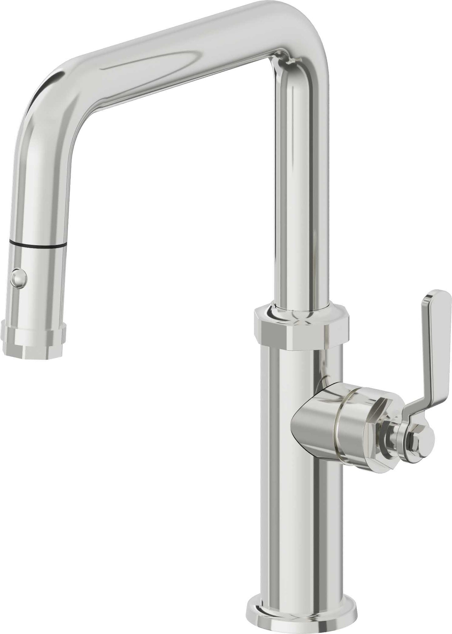 California Faucets Descanso Works K81-103-BL Industrial Pull-Down Kitchen Faucet with Button Sprayer - Quad Spout